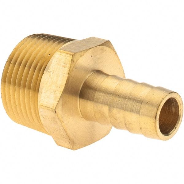 Value Collection - 3/4 NPT Thread Hose Barb x Male NPT Connector - 1/2" ID Hose, Brass - USA Tool & Supply