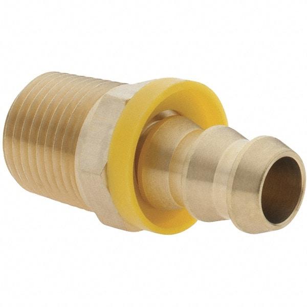 Value Collection - 1/2" ID 1/2 NPTF Barbed Push On Male Connector - Brass - USA Tool & Supply