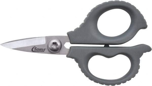 Clauss - 1/2" LOC, 6" OAL Stainless Steel High Leverage Scissors - Ambidextrous, Full Serrated, Glass-Filled Nylon Straight Handle, For Cutting, Kevlar - USA Tool & Supply