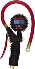 Milton - 0 to 255 psi Digital Ball Foot Tire Pressure Gauge - AAA Battery, 15' Hose Length - USA Tool & Supply