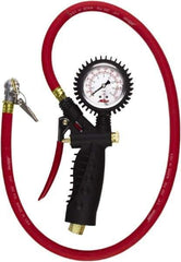 Milton - 0 to 230 psi Dial Ball Foot with Clip Tire Pressure Gauge - 36' Hose Length - USA Tool & Supply