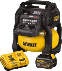 DeWALT - 0.4 hp, 1.5 SCFM at 40 psi, 1.2 SCFM at 90 psi, Pancake Compressor - 2.5 Gal Tank, 60V, 135 psi - USA Tool & Supply