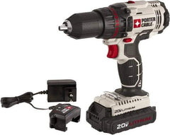 Porter-Cable - 20 Volt 1/2" Chuck Mid-Handle Cordless Drill - 0-350 & 0-1500 RPM, Keyless Chuck, Reversible, 1 Lithium-Ion Battery Included - USA Tool & Supply