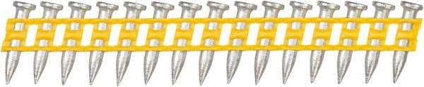 DeWALT - 9 Gauge 0.145" Shank Diam 3/4" Long Concrete Nails for Power Nailers - Steel, Zinc Finish, Smooth Shank, Angled Stick Plastic Collation, Round Head - USA Tool & Supply