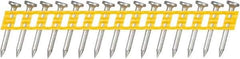 DeWALT - 13 Gauge 0.102" Shank Diam 1" Long Concrete Nails for Power Nailers - Steel, Zinc Finish, Smooth Shank, Angled Stick Plastic Collation, Round Head - USA Tool & Supply