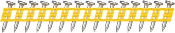 DeWALT - 13 Gauge 0.102" Shank Diam 3/4" Long Concrete Nails for Power Nailers - Steel, Zinc Finish, Smooth Shank, Angled Stick Plastic Collation, Round Head - USA Tool & Supply