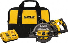 DeWALT - 60 Volt, 7-1/4" Blade, Cordless Circular Saw - 5,800 RPM, 1 Lithium-Ion Battery Included - USA Tool & Supply