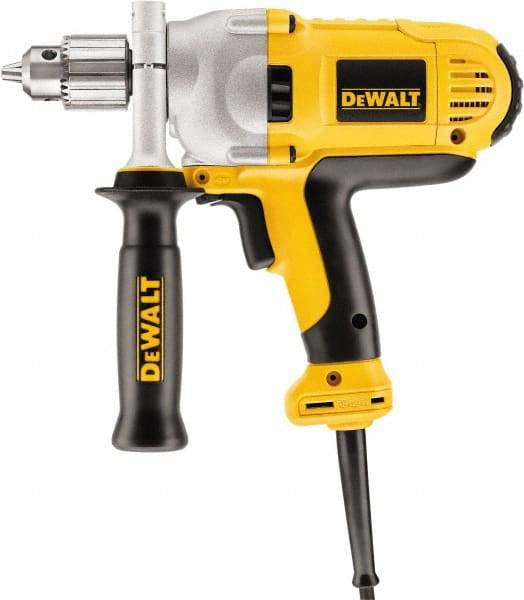 DeWALT - 1/2" Keyed Chuck, 1,250 RPM, Mid-Handle Grip Electric Drill - 10.5 Amps, Reversible - USA Tool & Supply