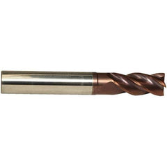 Emuge - 3/4" Diam, 1-1/2" LOC, 4 Flute Solid Carbide Roughing & Finishing End Mill - TiAlN Finish, 4" OAL, 3/4" Shank Diam, Cylindrical Shank, 38° Helix, Centercutting, Long Length - USA Tool & Supply