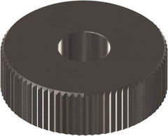 Made in USA - 1/2" Diam, 90° Tooth Angle, 40 TPI, Beveled Face, Form Type Cobalt Straight Knurl Wheel - 3/16" Face Width, 3/16" Hole, Circular Pitch, 0° Helix, Ferritic Nitrocarburizing Finish, Series EP - Exact Industrial Supply