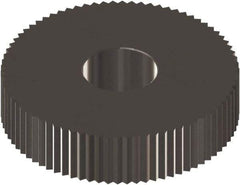 Made in USA - 1" Diam, 90° Tooth Angle, 30 TPI, Standard (Shape), Form Type Cobalt Straight Knurl Wheel - 0.236" Face Width, 5/16" Hole, Circular Pitch, 0° Helix, Ferritic Nitrocarburizing Finish, Series OS - Exact Industrial Supply