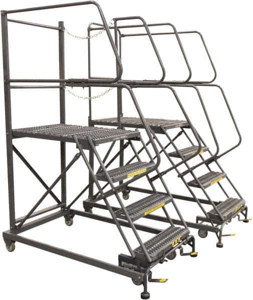 Ballymore - 106" 7 Step Single Entry Work Platform - Rolling Work Platform, 800 Lb Capacity, 70" Platform Height, 38" Base Width x 78" Base Depth, Grip Strut - USA Tool & Supply