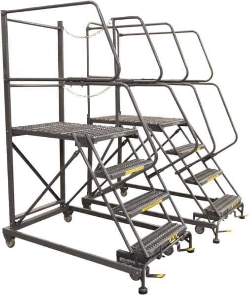 Ballymore - 106" 7 Step Single Entry Work Platform - Rolling Work Platform, 800 Lb Capacity, 70" Platform Height, 38" Base Width x 102" Base Depth, Grip Strut - USA Tool & Supply