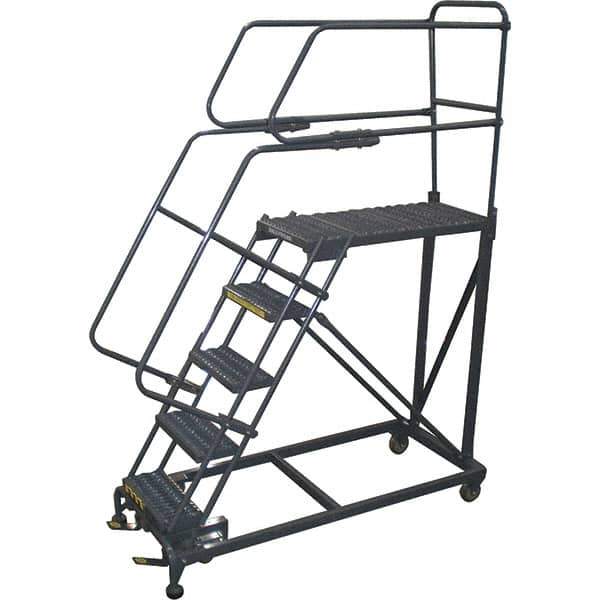 Ballymore - 86" 5 Step Single Entry Work Platform - Rolling Work Platform, 800 Lb Capacity, 50" Platform Height, 33" Base Width x 65" Base Depth, Grip Strut - USA Tool & Supply