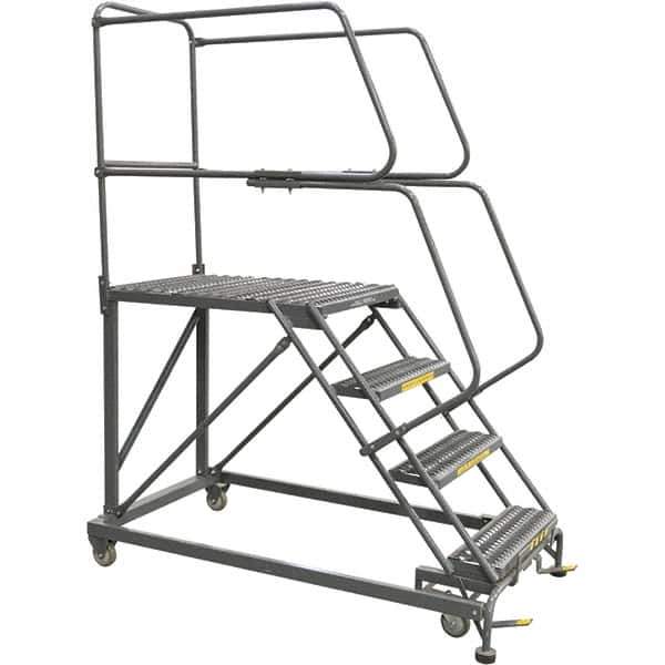 Ballymore - 76" 4 Step Single Entry Work Platform - Rolling Work Platform, 800 Lb Capacity, 40" Platform Height, 38" Base Width x 83" Base Depth, Grip Strut - USA Tool & Supply