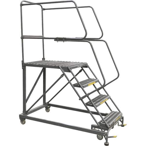 Ballymore - 76" 4 Step Single Entry Work Platform - Rolling Work Platform, 800 Lb Capacity, 40" Platform Height, 33" Base Width x 83" Base Depth, Grip Strut - USA Tool & Supply