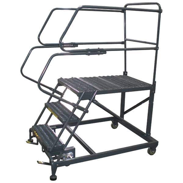 Ballymore - 66" 3 Step Single Entry Work Platform - Rolling Work Platform, 800 Lb Capacity, 30" Platform Height, 33" Base Width x 77" Base Depth, Grip Strut - USA Tool & Supply