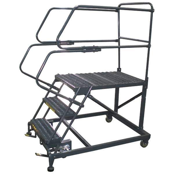 Ballymore - 66" 3 Step Single Entry Work Platform - Rolling Work Platform, 800 Lb Capacity, 30" Platform Height, 33" Base Width x 48" Base Depth, Grip Strut - USA Tool & Supply