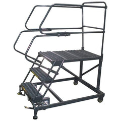 Ballymore - 66" 3 Step Single Entry Work Platform - Rolling Work Platform, 800 Lb Capacity, 30" Platform Height, 33" Base Width x 48" Base Depth, Grip Strut - USA Tool & Supply