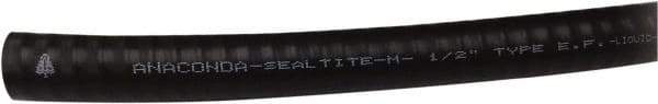 Anaconda Sealtite - 3/4" Trade Size, 500' Long, Flexible Liquidtight Conduit - Galvanized Steel & PVC, 19.05mm ID, Black - USA Tool & Supply