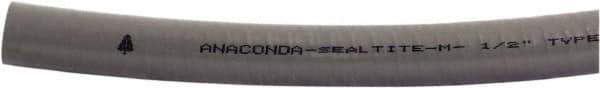 Anaconda Sealtite - 1/2" Trade Size, 500' Long, Flexible Liquidtight Conduit - Galvanized Steel & PVC, 1/2" ID, Gray - USA Tool & Supply