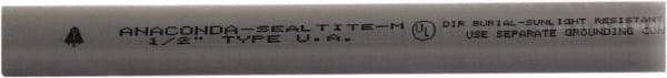 Anaconda Sealtite - 1/2" Trade Size, 100' Long, Flexible Liquidtight Conduit - Galvanized Steel & PVC, 12.7mm ID, Gray - USA Tool & Supply