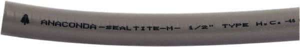 Anaconda Sealtite - 1-1/2" Trade Size, 150' Long, Flexible Liquidtight Conduit - Galvanized Steel & PVC, 1-1/2" ID, Gray - USA Tool & Supply