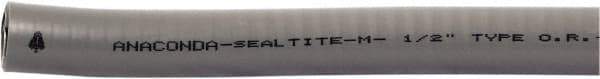 Anaconda Sealtite - 1/2" Trade Size, 100' Long, Flexible Liquidtight Conduit - Galvanized Steel & PVC, 1/2" ID, Gray - USA Tool & Supply