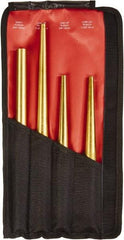 Mayhew - 4 Piece, 3/4 to 7/16", X-Long Punch - Round Shank, Brass, Comes in Kit Bag - USA Tool & Supply