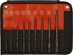 Mayhew - 9 Piece, 1.5 to 8mm, Pin & Pilot Punch Set - Hex Shank, Steel, Comes in Kit Bag - USA Tool & Supply