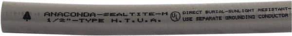 Anaconda Sealtite - 1-1/2" Trade Size, 50' Long, Flexible Liquidtight Conduit - Galvanized Steel & PVC, 1-1/2" ID, Gray - USA Tool & Supply