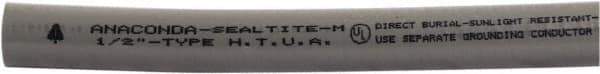 Anaconda Sealtite - 1/2" Trade Size, 100' Long, Flexible Liquidtight Conduit - Galvanized Steel & PVC, 1/2" ID, Gray - USA Tool & Supply