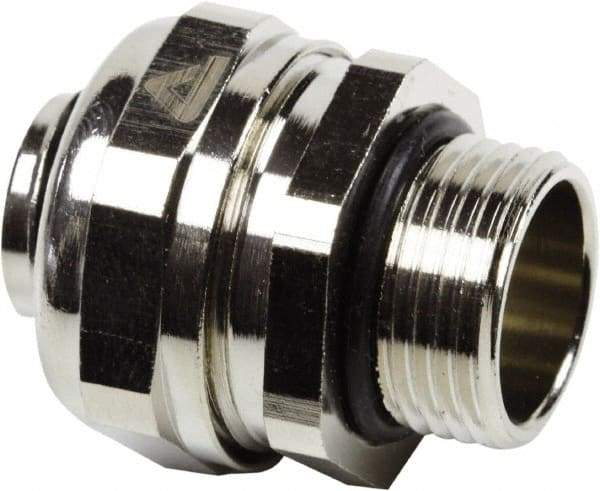 Anaconda Sealtite - 16mm Trade, Nickel Plated Brass Threaded Straight Liquidtight Conduit Connector - Partially Insulated - USA Tool & Supply