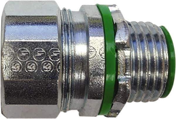 Anaconda Sealtite - 1" Trade, Zinc Plated Steel Threaded Straight Liquidtight Conduit Connector - Insulated - USA Tool & Supply