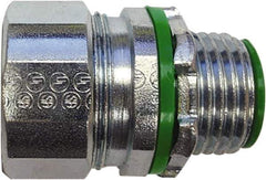 Anaconda Sealtite - 3/8" Trade, Zinc Plated Steel Threaded Straight Liquidtight Conduit Connector - Insulated - USA Tool & Supply