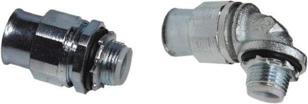 Anaconda Sealtite - 1-1/2" Trade, Zinc Plated Steel Threaded 90° Liquidtight Conduit Connector - Insulated - USA Tool & Supply