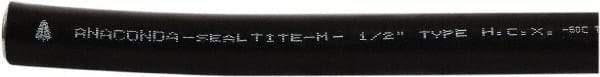 Anaconda Sealtite - 1/2" Trade Size, 500' Long, Flexible Liquidtight Conduit - Galvanized Steel & Rubber, 12.7mm ID, Black - USA Tool & Supply
