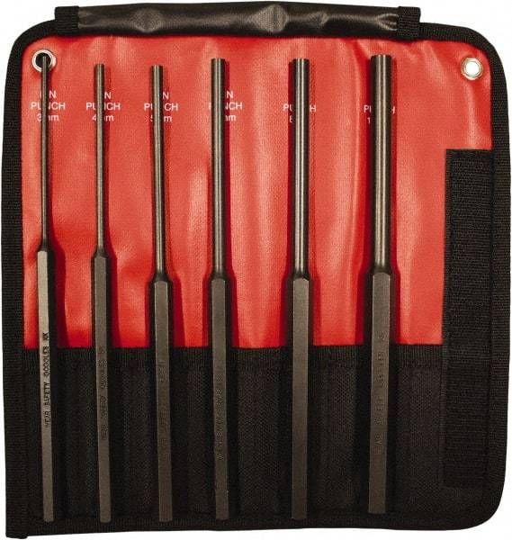 Mayhew - 6 Piece, 3 to 10mm, Pin Punch Set - Hex Shank, Steel, Comes in Kit Bag - USA Tool & Supply