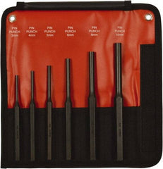 Mayhew - 6 Piece, 3 to 10mm, Pin Punch Set - Hex Shank, Steel, Comes in Kit Bag - USA Tool & Supply