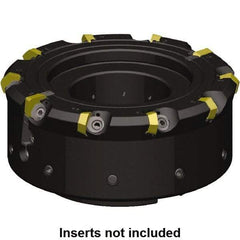 Kennametal - 8 Inserts, 80mm Cutter Diam, 1.09mm Max Depth of Cut, Indexable High-Feed Face Mill - 27mm Arbor Hole Diam, 49.97mm High, KCFM Toolholder, HDHN07008SR, SDHN1204ZZSN4W Inserts, Series KCFM - USA Tool & Supply