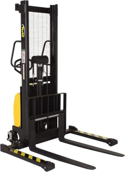 Vestil - 2,000 Lb Capacity, 63" Lift Height, Battery Powered Stacker - 2-1/8" Lowered Height, 42" Fork Length, 26-3/4" Overall Width - USA Tool & Supply