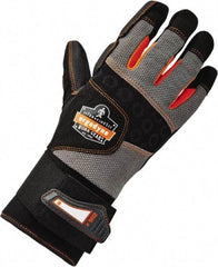 Ergodyne - Size M (8) Polyester Blend Work Gloves - Palm & Fingers Coated, Hook & Loop Cuff, Full Fingered, Black, Paired - USA Tool & Supply