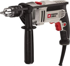 Porter-Cable - 120 Volt 1/2" Keyed Chuck Electric Hammer Drill - 0 to 57,000 BPM, 0 to 3,100 RPM, Reversible - USA Tool & Supply