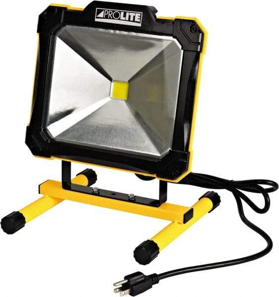 Value Collection - 120 Volt, 50 Watt, Electric, LED Portable Floor Work Light - 6' Cord, 1 Head, 5,000 Lumens, Aluminum - USA Tool & Supply