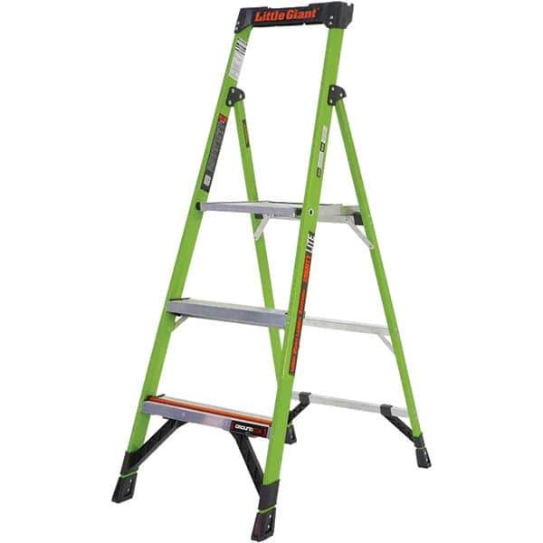 Little Giant Ladder - 3 Steps, 5' High, Type IAA Rating, Fiberglass Step Ladder - 375 Lb Capacity, 20-1/2" Base Width - USA Tool & Supply