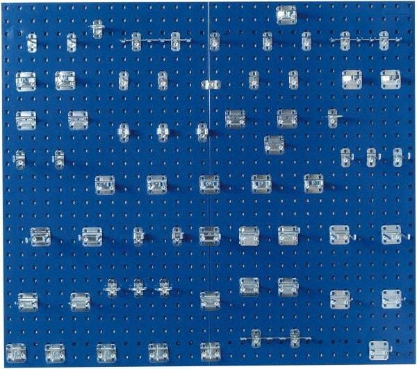 Triton - 24" Wide x 42-1/2" High Peg Board Kit - 2 Panels, 63 Hooks, Steel with Epoxy Coating, Blue - USA Tool & Supply