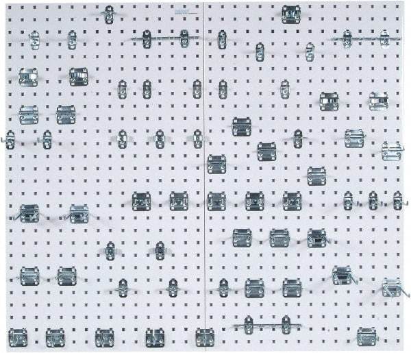 Triton - 24" Wide x 42-1/2" High Peg Board Kit - 2 Panels, 63 Hooks, Steel with Epoxy Coating, White - USA Tool & Supply