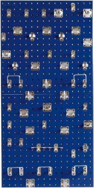 Triton - 24" Wide x 24" High Peg Board Kit - 2 Panels, 46 Hooks, Steel with Epoxy Coating, Blue - USA Tool & Supply