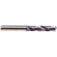 Emuge - 12.5mm 140° Spiral Flute Solid Carbide Screw Machine Drill Bit - TiAlN Finish, Right Hand Cut, 55mm Flute Length, 102mm OAL, Four Facet Point, Straight Shank - USA Tool & Supply