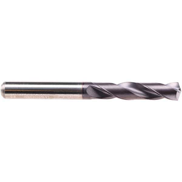 Emuge - 11.2mm 140° Spiral Flute Solid Carbide Screw Machine Drill Bit - TiAlN Finish, Right Hand Cut, 55mm Flute Length, 102mm OAL, Four Facet Point, Straight Shank - USA Tool & Supply